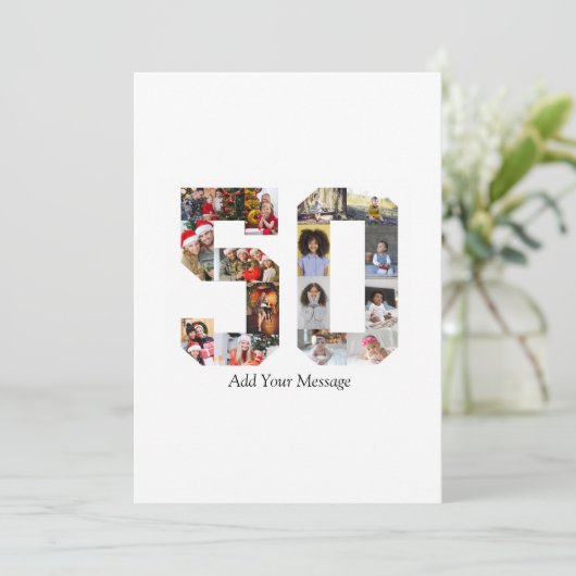 Zahl 50 FotoCollage Karte (Stehend Vorderseite)