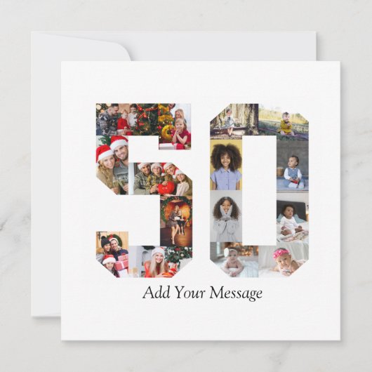 Zahl 50 FotoCollage Karte (Vorderseite)