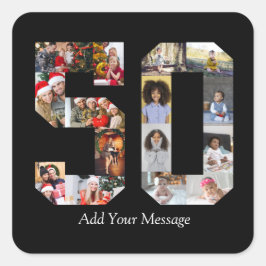 Zahl 50 FotoCollage Quadratischer Aufkleber