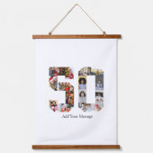 Zahl 50 FotoCollage Wandteppich Mit Holzrahmen (Vorderseite)