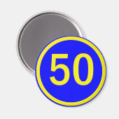 Zahl, 50, in einem Kreis Magnet (Vorderseite/Rückseite)