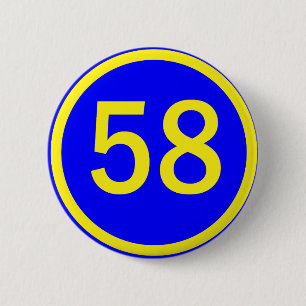 Zahl, 58, in einem Kreis Button