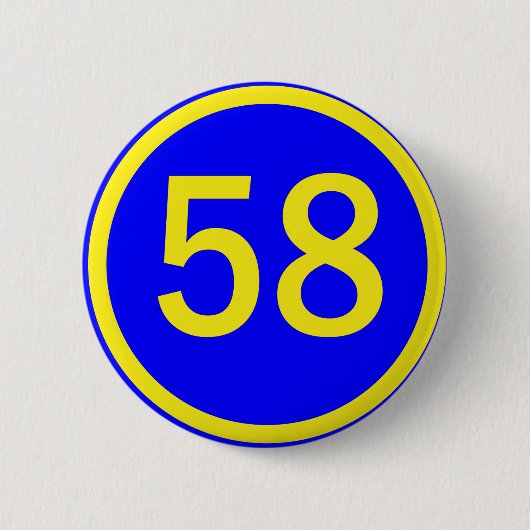 Zahl, 58, in einem Kreis Button (Vorderseite)
