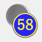 Zahl, 58, in einem Kreis Magnet (Vorderseite/Rückseite)