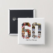 Zahl 60 FotoCollage Button (Vorne & Hinten)