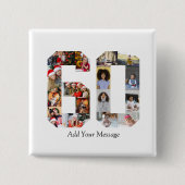 Zahl 60 FotoCollage Button (Vorderseite)