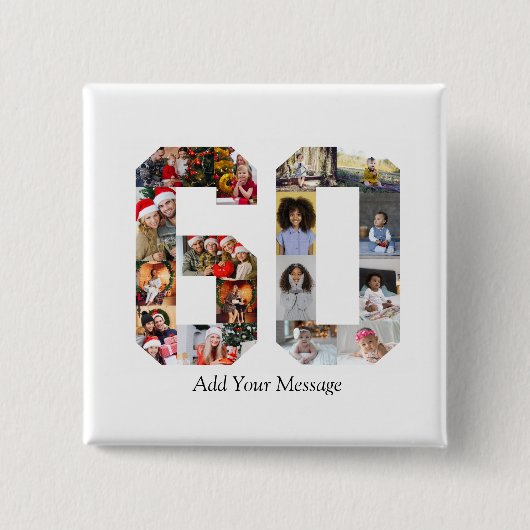 Zahl 60 FotoCollage Button (Vorderseite)