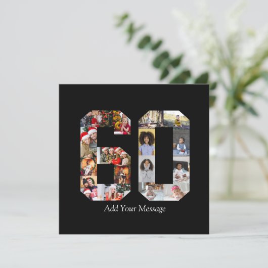 Zahl 60 FotoCollage Dankeskarte (Stehend Vorderseite)