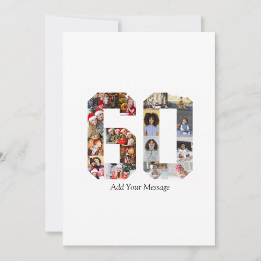 Zahl 60 FotoCollage Feiertagskarte (Vorderseite)