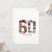 Zahl 60 FotoCollage Karte (Vorderseite/Rückseite Beispiel)