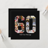 Zahl 60 FotoCollage Karte (Vorderseite/Rückseite Beispiel)