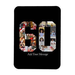 Zahl 60 FotoCollage Magnet