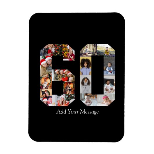 Zahl 60 FotoCollage Magnet (Vertikal)