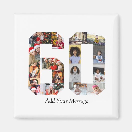 Zahl 60 FotoCollage Magnet (Vorne)