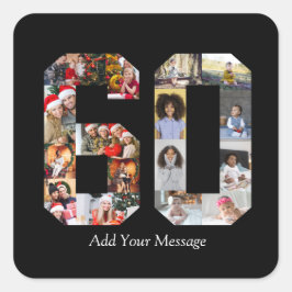 Zahl 60 FotoCollage Quadratischer Aufkleber