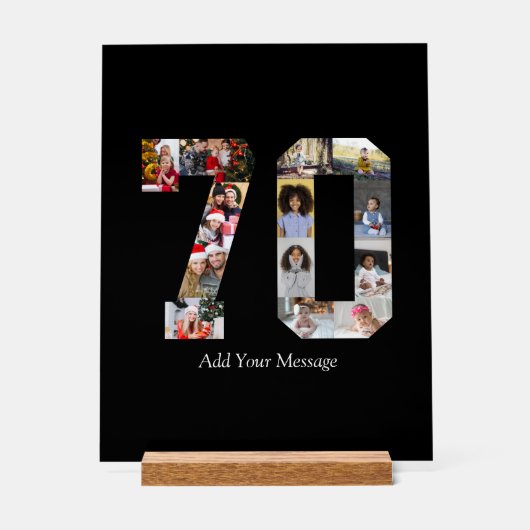 Zahl 70 FotoCollage Acrylschild (Vorderseite)