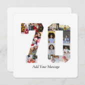 Zahl 70 FotoCollage Dankeskarte (Vorne/Hinten)