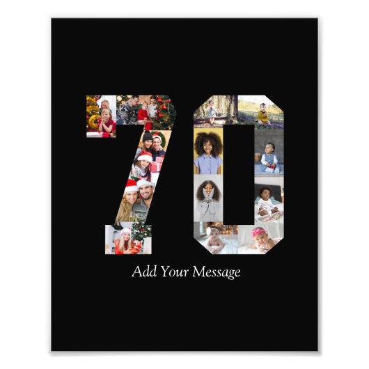 Zahl 70 FotoCollage Fotodruck (Vorne)