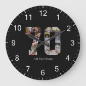 Zahl 70 FotoCollage Große Wanduhr (Vorderseite)