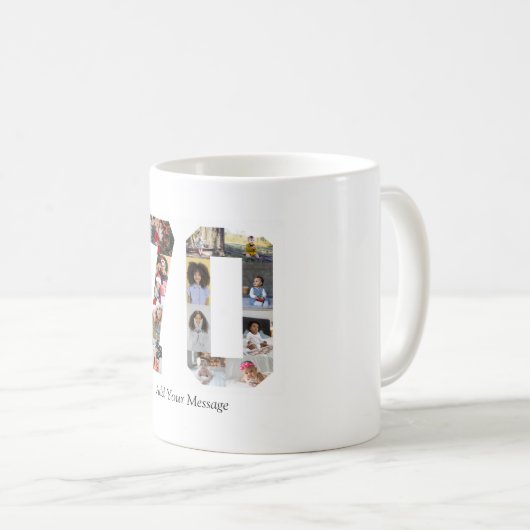 Zahl 70 FotoCollage Kaffeetasse (VorderseiteRechts)