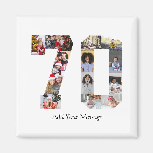 Zahl 70 FotoCollage Magnet (Vorne)