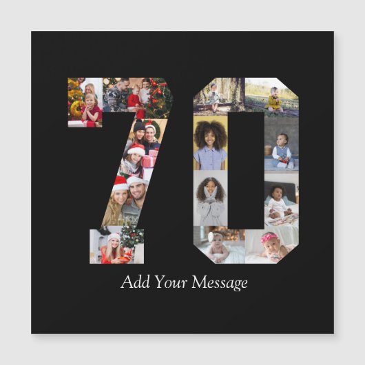 Zahl 70 FotoCollage Magnetkarte (Vorderseite)