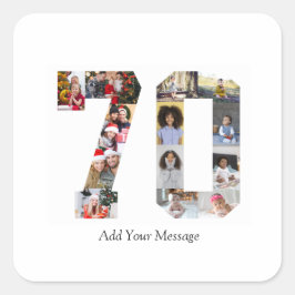 Zahl 70 FotoCollage Quadratischer Aufkleber