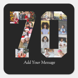 Zahl 70 FotoCollage Quadratischer Aufkleber