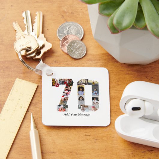 Zahl 70 FotoCollage Schlüsselanhänger (Schreibtisch)