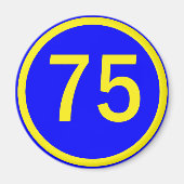 Zahl, 75, in einem Kreis Magnet (Vorne)