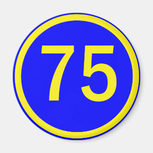 Zahl, 75, in einem Kreis Magnet