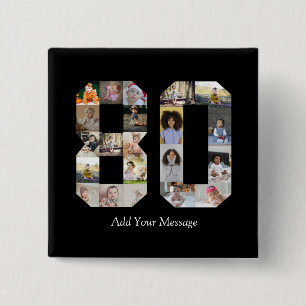 Zahl 80 FotoCollage Button