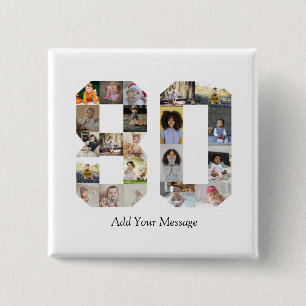 Zahl 80 FotoCollage Button
