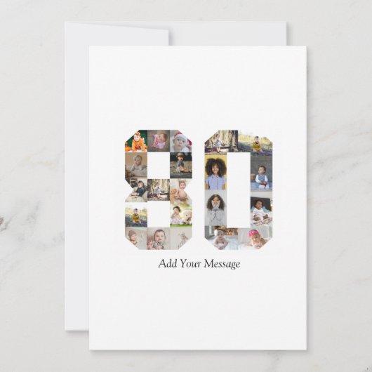 Zahl 80 FotoCollage Dankeskarte (Vorderseite)