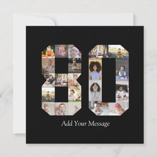 Zahl 80 FotoCollage Feiertagskarte (Vorderseite)