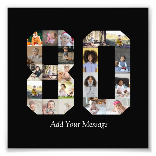 Zahl 80 FotoCollage Fotodruck (Vorne)