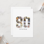 Zahl 80 FotoCollage Karte (Vorderseite/Rückseite Beispiel)