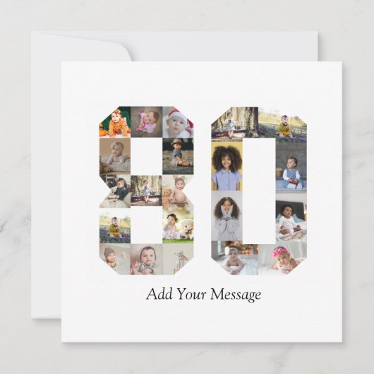 Zahl 80 FotoCollage Karte (Vorderseite)