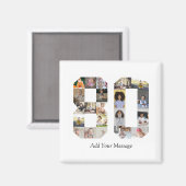 Zahl 80 FotoCollage Magnet (Vorderseite/Rückseite)