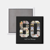 Zahl 80 FotoCollage Magnet (Vorderseite/Rückseite)
