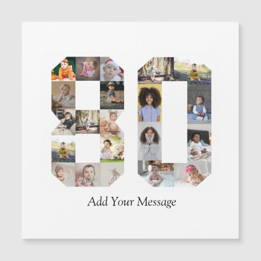 Zahl 80 FotoCollage Magnetkarte (Vorderseite)