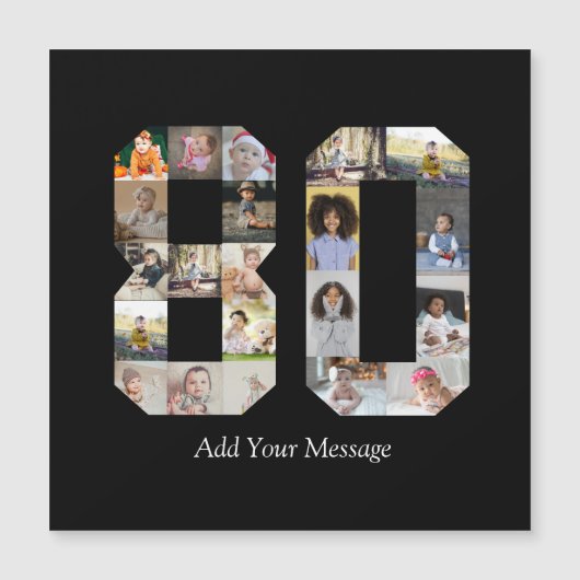 Zahl 80 FotoCollage Magnetkarte (Vorderseite)