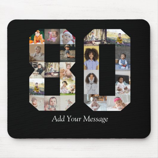 Zahl 80 FotoCollage Mousepad (Vorne)