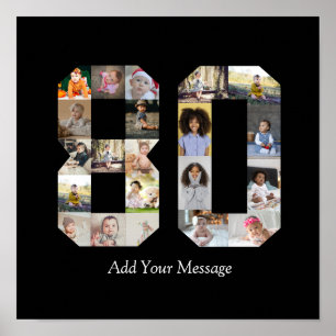 Zahl 80 FotoCollage Poster