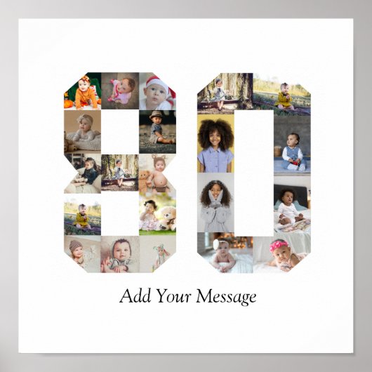 Zahl 80 FotoCollage Poster (Vorne)