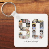 Zahl 80 FotoCollage Schlüsselanhänger (Vorderseite)