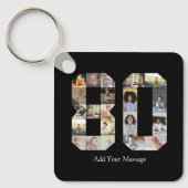 Zahl 80 FotoCollage Schlüsselanhänger (Vorderseite)