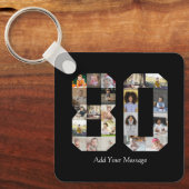 Zahl 80 FotoCollage Schlüsselanhänger (Vorderseite)