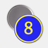 Zahl 8 in einem Kreis Magnet (Vorderseite/Rückseite)