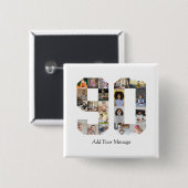 Zahl 90 FotoCollage Button (Vorne & Hinten)